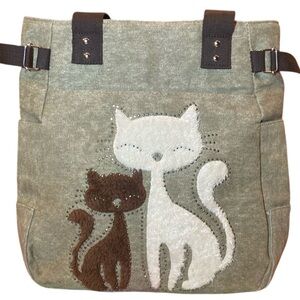 Cat Purse Handbag Studded Faux Fur EUC 14” X 4.5” X 14” 🐈‍⬛